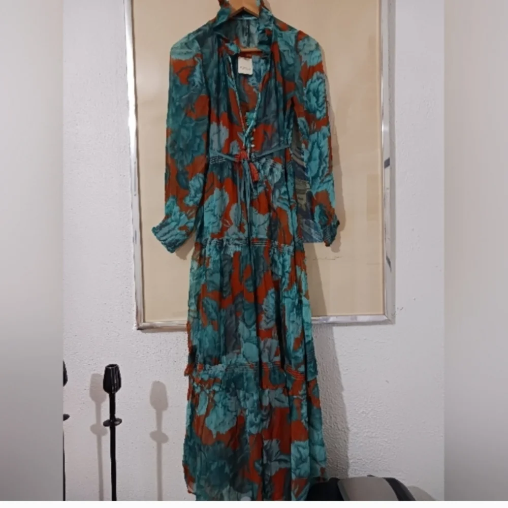 Free People Green and Orange Resort Wear Maxi Sundress - Picture 3 of 10